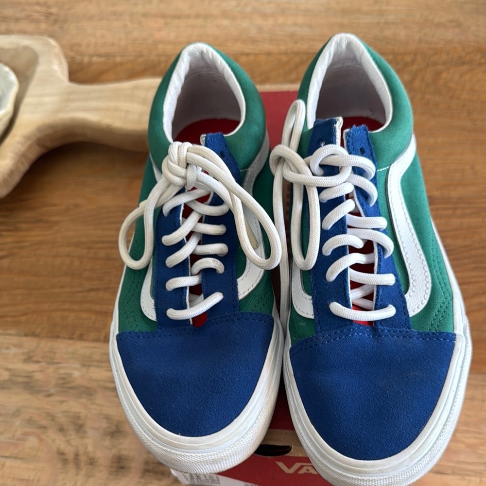 Old Skool Vans Blue and Green High-Top Sneakers
